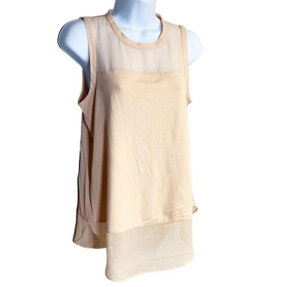 Vince Camuto Sheer Flowy Blouse Women's Scoop Neck Sleeveless Comfy Peach‎ XS - Picture 2 of 5